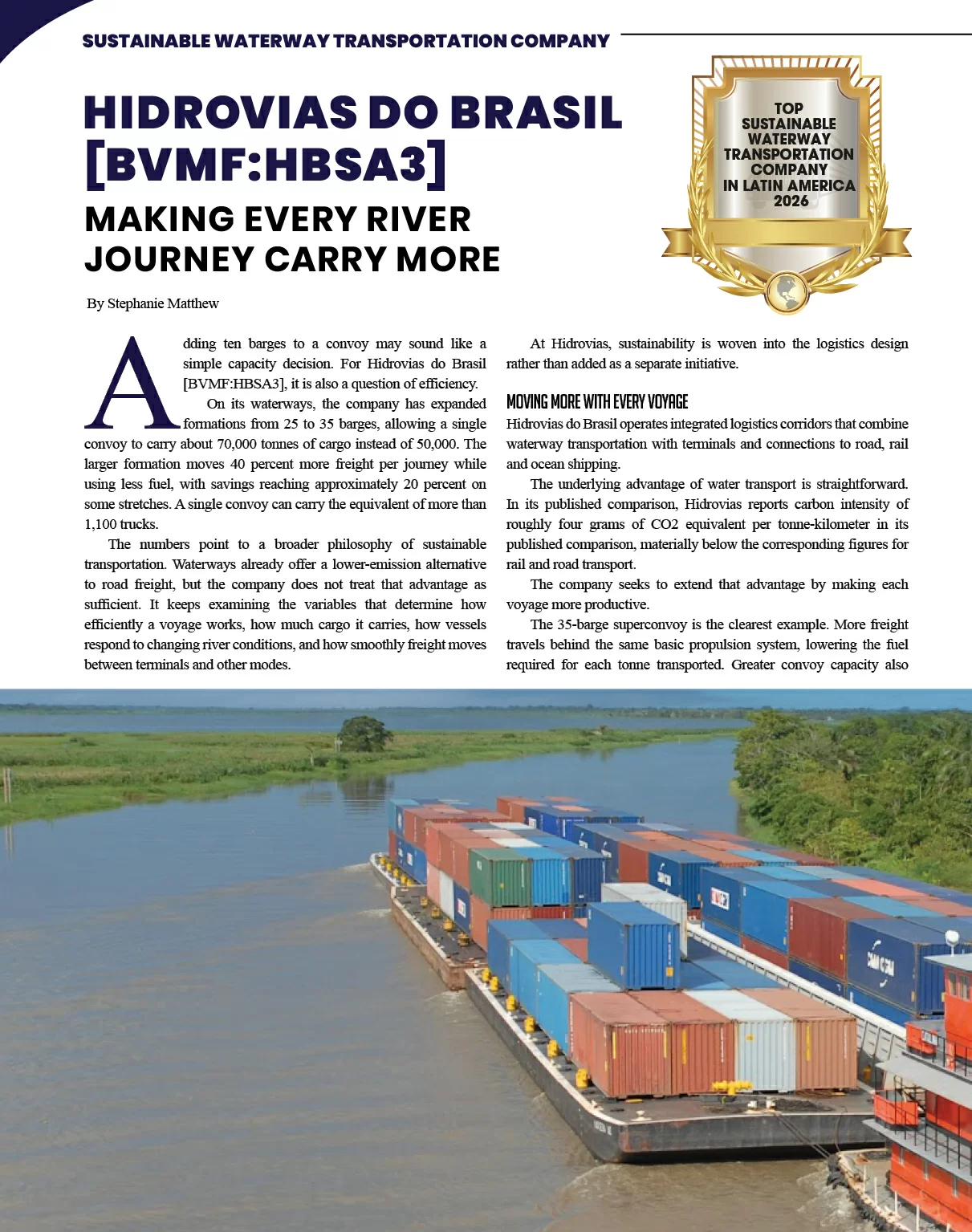 Hidrovias do Brasil [BVMF:HBSA3]: Making Every River Journey Carry More | Logistics & Transportation Review